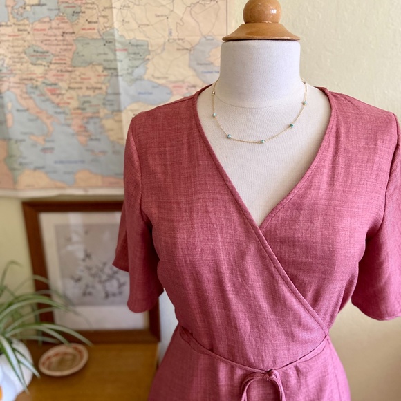 Tiered Wrap Dress in Dusty Rose NWOT - Picture 4 of 7